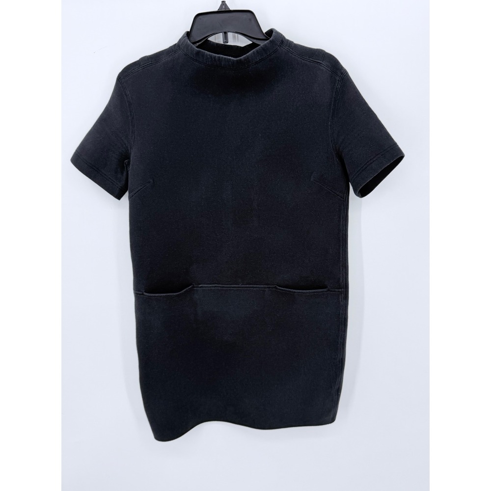 Lululemon Shift Dress Women Size 6 Black Mock Neck Short Sleeve Neoprene Pockets
